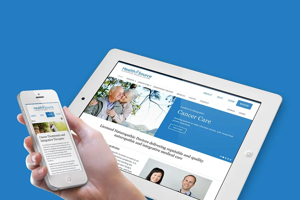 Website screenshot for Healthsource project